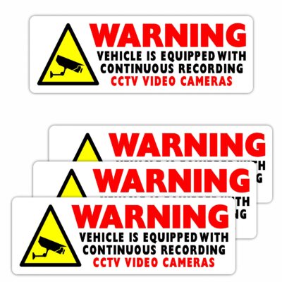 VC21 Stickers Continuous Camera Recording Vehicle Signs Equipped with Security Surveillance CCTV Monitoring Decals Cars Home Business Waterproof Durable Warning Labels