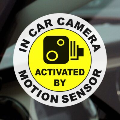 C36 Sticker In Car Camera Recording Activated by Motion Sensor Sign Window CCTV Surveillance Security Warning Anti-Theft Protection Secure Protected Dash Cam Taxi Vehicle Auto Safety Notice Label Decal - Image 2