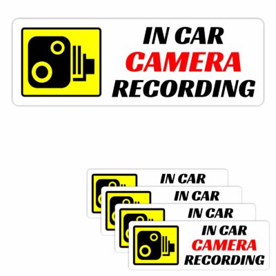 VC18 Stickers In Car Camera Recording Security CCTV Signs Warning Labels Go Pro Nextbase Dash Cam GoPro Vehicle Protection Secure Anti-Theft Deterrent Decals