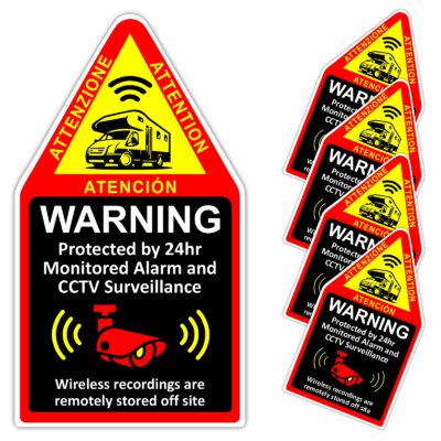 MC1 Motorhome Stickers Campervan Signs Caravan Security Warning CCTV Surveillance Camera in Operation Wireless Recording Alarm Anti Theft Protection Safety Decals