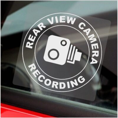 C28 Sticker Rear View Camera Recording Sign Window CCTV Surveillance Security Round Warning Dash Cam Car Taxi GoPro Protection Anti-Theft Notice Decal