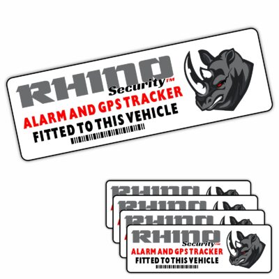 G22 Stickers Rhino Warning On Board GPS Tracking Device Vehicle Signs Anti-Theft Tracker Protected Car Van Taxi Secure Security Installed Protection Safety Alarm Window Decals Labels