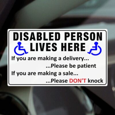 D15 Sticker Disabled Person Lives Here Disability Logo Sign Wheelchair Handicapped Disabilities Awareness Door Decal Delivery Package Parcel Accessible Sales Notice Label - Image 2