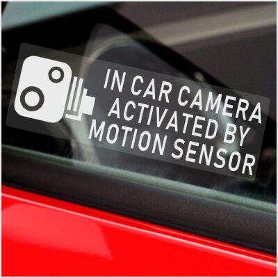 C49 Stickers In Car Camera Recording Activated by Motion Sensor Warning Signs Dash Cam Vehicle Security Dashcam Window Decals CCTV Anti-Theft Deterrent Van Taxi Cab Coach Secure Safety Labels Notice