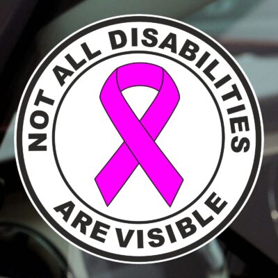 D67 D68 Sticker Not All Disabilities Are Visible Ribbon Sign Disabled Round Design Car Badge Awareness Notice Drivers Disability Decal Wheelchair Handicap Mobility Aid Label - Image 4