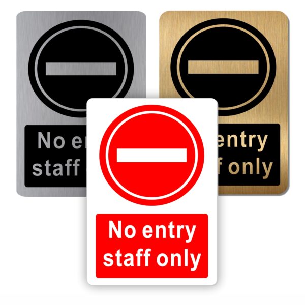 MS10 Metal No Entry Staff Only Sign Aluminium Tin Restricted Entrance School Restaurant Shop Door Wall Warehouse Notice Office Workplace Room Warning Café Club Pub Kitchen Security