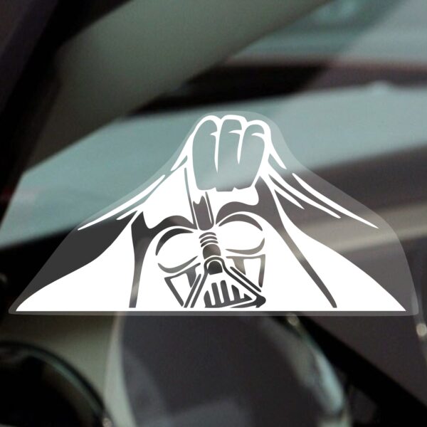 SW5 Sticker Sign Darth Vader Peeking Car Window Star Wars Helmet Anakin Skywalker Empire Force Dark Side Sith Vinyl Decal Truck Vehicle Reverse or External Bumper Label