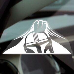 SW6 Sticker Sign The Mandalorian Peeking Car Window Star Wars Helmet This is the Way Grogu The Child Baby Yoda Force Dark Side Sith Jedi Vinyl Decal Truck Vehicle Label