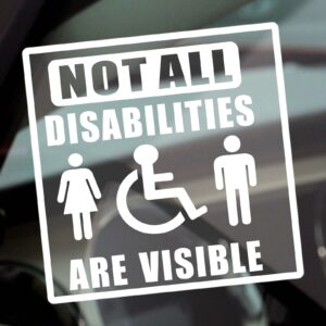 D94 Sticker Not All Disabilities Are Visible Male Female Icon Wheelchair Logo Sign Disabled Car Window Badge Blue Holder Awareness Ability Notice Driver Vehicle Disability Decal Label