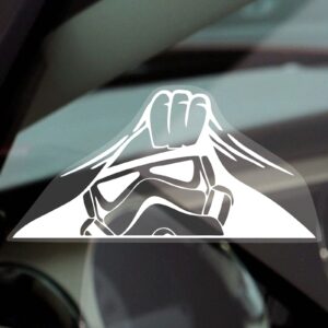 SW4 Sticker Sign Stormtrooper Peeking Car Window Star Wars Imperial Helmet Empire Force Dark Side Sith Vinyl Decal Truck Vehicle Reverse or External Bumper Label