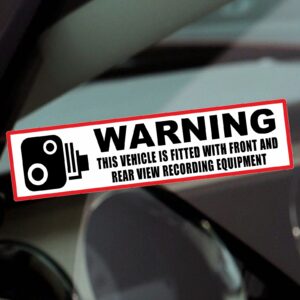 VC26 Sticker Warning This Vehicle is Fitted with Front and Rear Recording Equipment Sign Camera View Security CCTV Label Taxi HGV Bus Window Notice Surveillance Video Dash Cam Decal