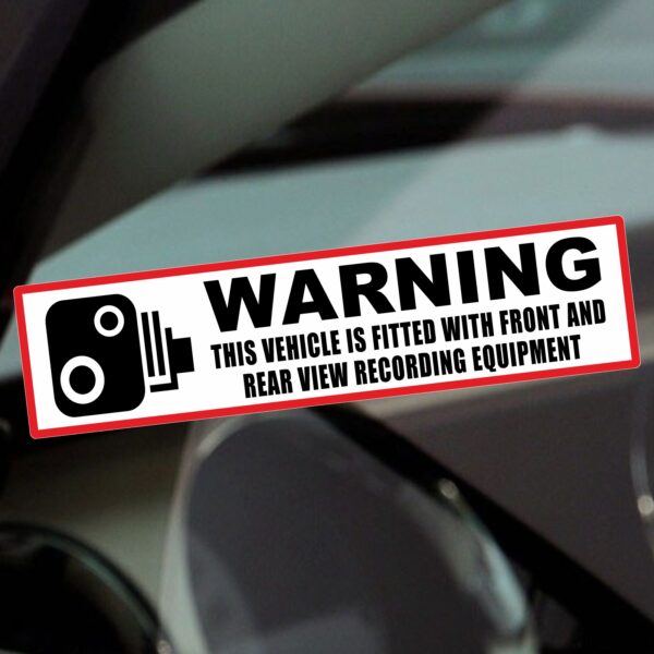 VC26 Sticker Warning This Vehicle is Fitted with Front and Rear Recording Equipment Sign Camera View Security CCTV Label Taxi HGV Bus Window Notice Surveillance Video Dash Cam Decal
