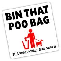 H11E Sticker Bin That Poo Bag Be a Responsible Dog Owner Sign Waste Mess Decal Please Clean Up After Your pet Walking Beach Park Pathway Reminder Animal Notice Anti Fouling Enforcement Warning Label