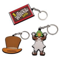 Willy Wonka Keychain Golden Ticket Oompa Loompa Hat Keyring Rubber Charlie Chocolate Factory Key Ring Bag Tag Suitcase Charm