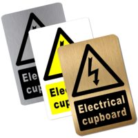 MS39 Metal Electrical Cupboard Door Sign Aluminium Tin Warning Notice Shop Warehouse Business Hotel Café Restaurant Pub